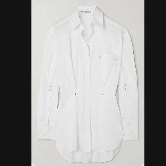 JW Anderson Oversized Pleated Boyfriend Button Down Shirt sz 10 NWT - Picture 2 of 10